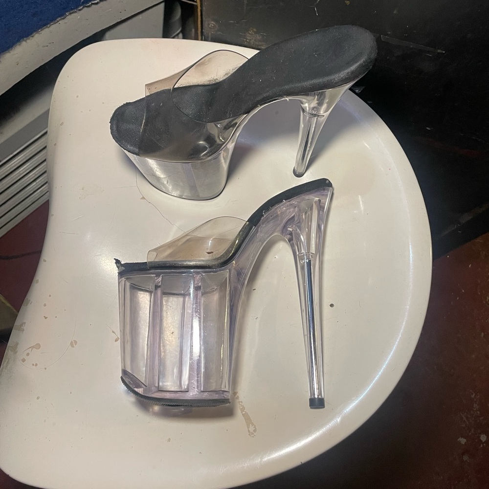 Worn 8 inch Pleasers mules